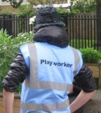 PATH playworkers wear these jackets when working - photo courtesy of Play Association Tower Hamlets