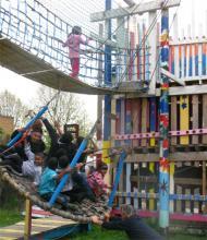 children playing on adventure playgrounds